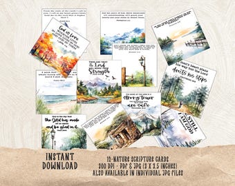 Masculine Inspirational Scripture Cards Kit - Printable Bible Verses and Daily Affirmations, Nature, Men