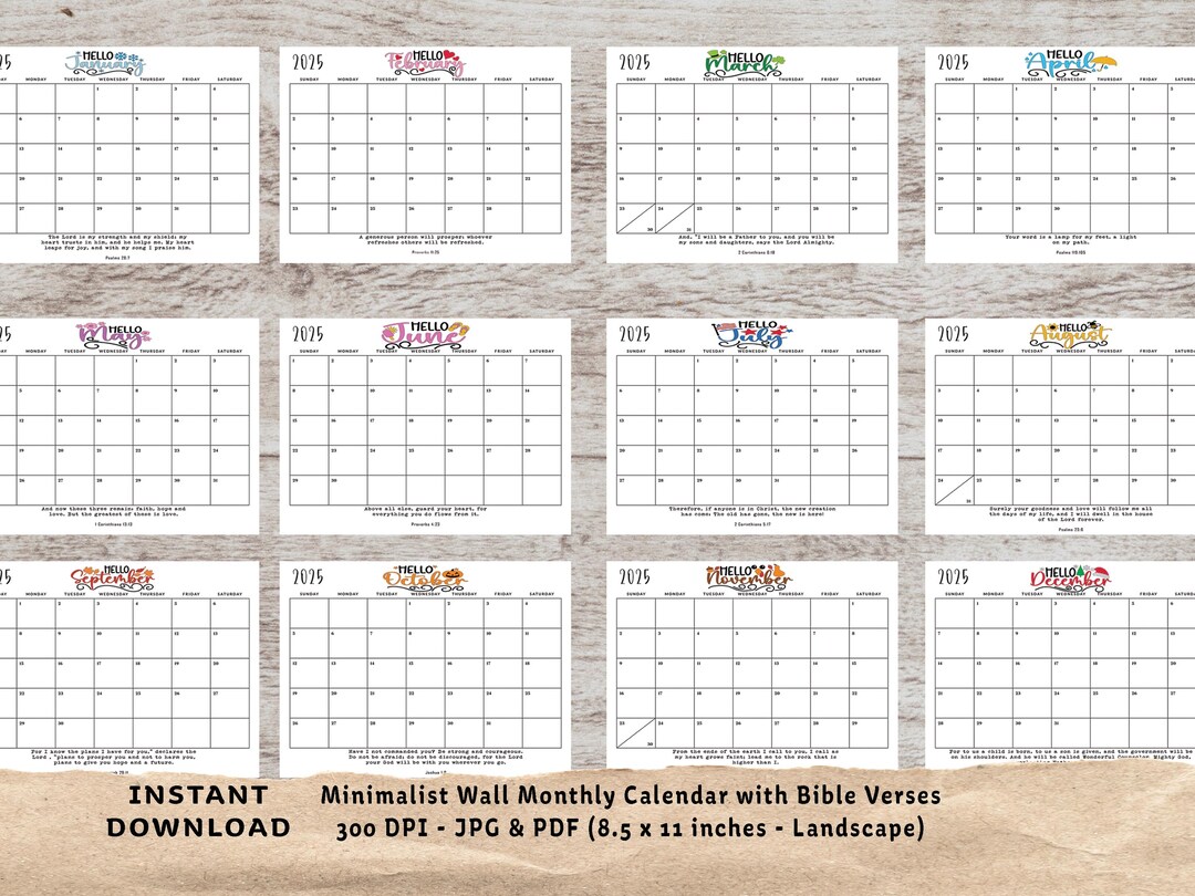2025 Printable Bible Verse Calendar: Homeschool Daily Activity Tracker ...