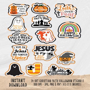 Halloween-sticker christelijk geloof: Jezuspompoen, png-bestand voor religieus kerkdecor en viering