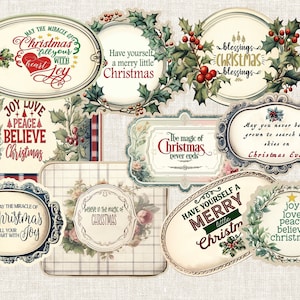 Vintage Religiöse Bibel Journaling Aufkleber: Viktorianischer WeihnachtsEphemera Pack mit Etiketten und Tags