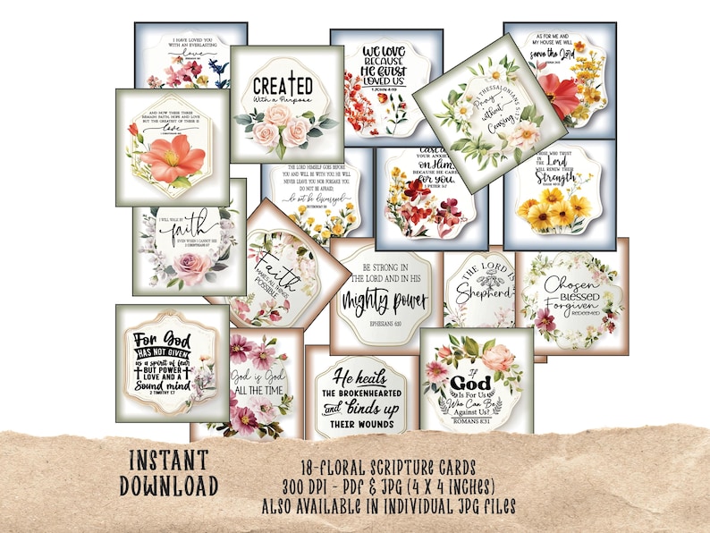Inspirational Scripture Cards Kit - Printable Bible Verses and Daily ...