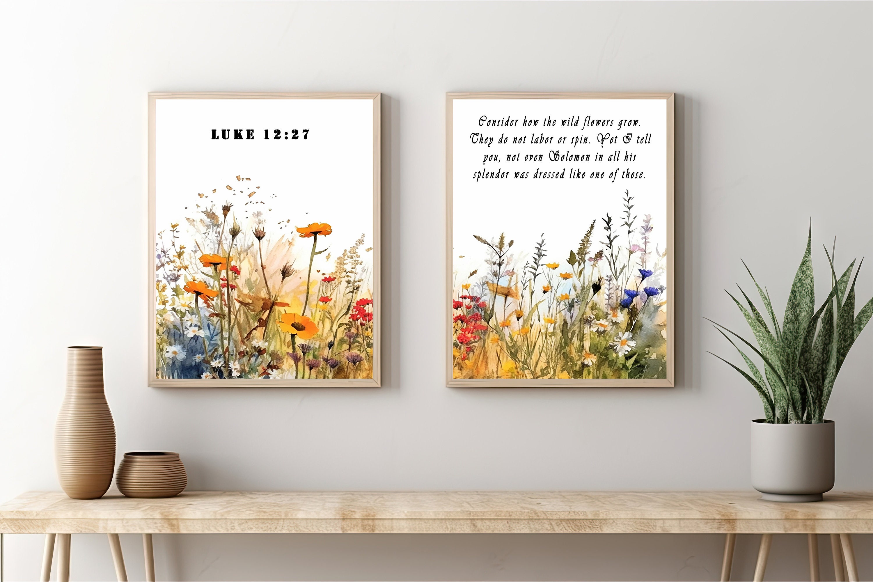 Luke 12:27 Wildflower Christian Scripture Wall Art | Farmhouse ...