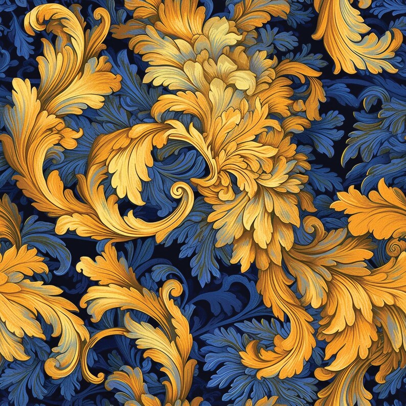 Elegant Deep Blue Italian Renaissance Florentine Decoupage Digital ...