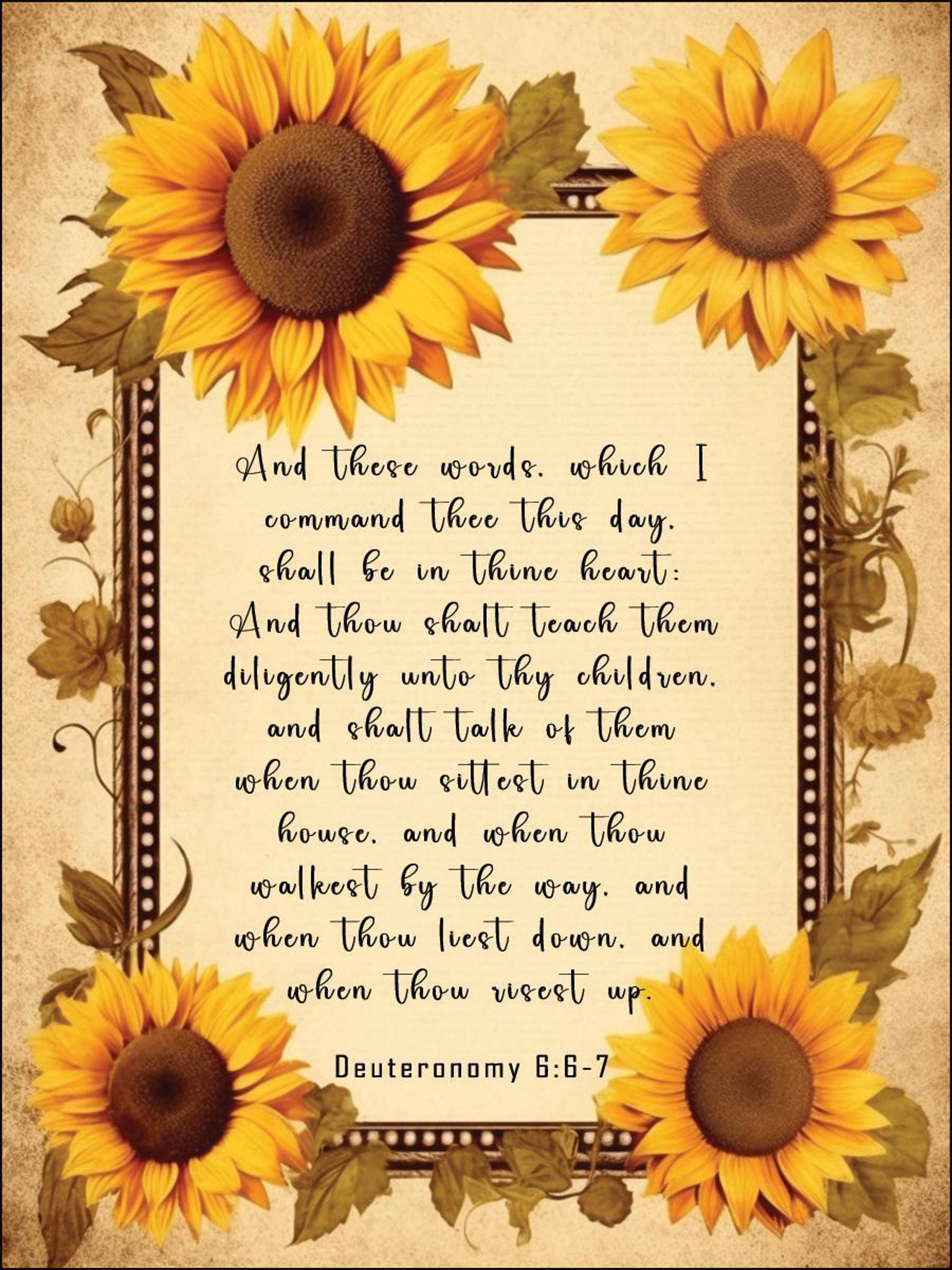 Sunflower Bible Verse Cards KJV Scripture Ephemera Printable Digital ...