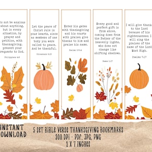 Segnalibri con versetti della Bibbia del Ringraziamento, Segnalibri della fede autunnale, Fogliame di zucca, Foglie autunnali