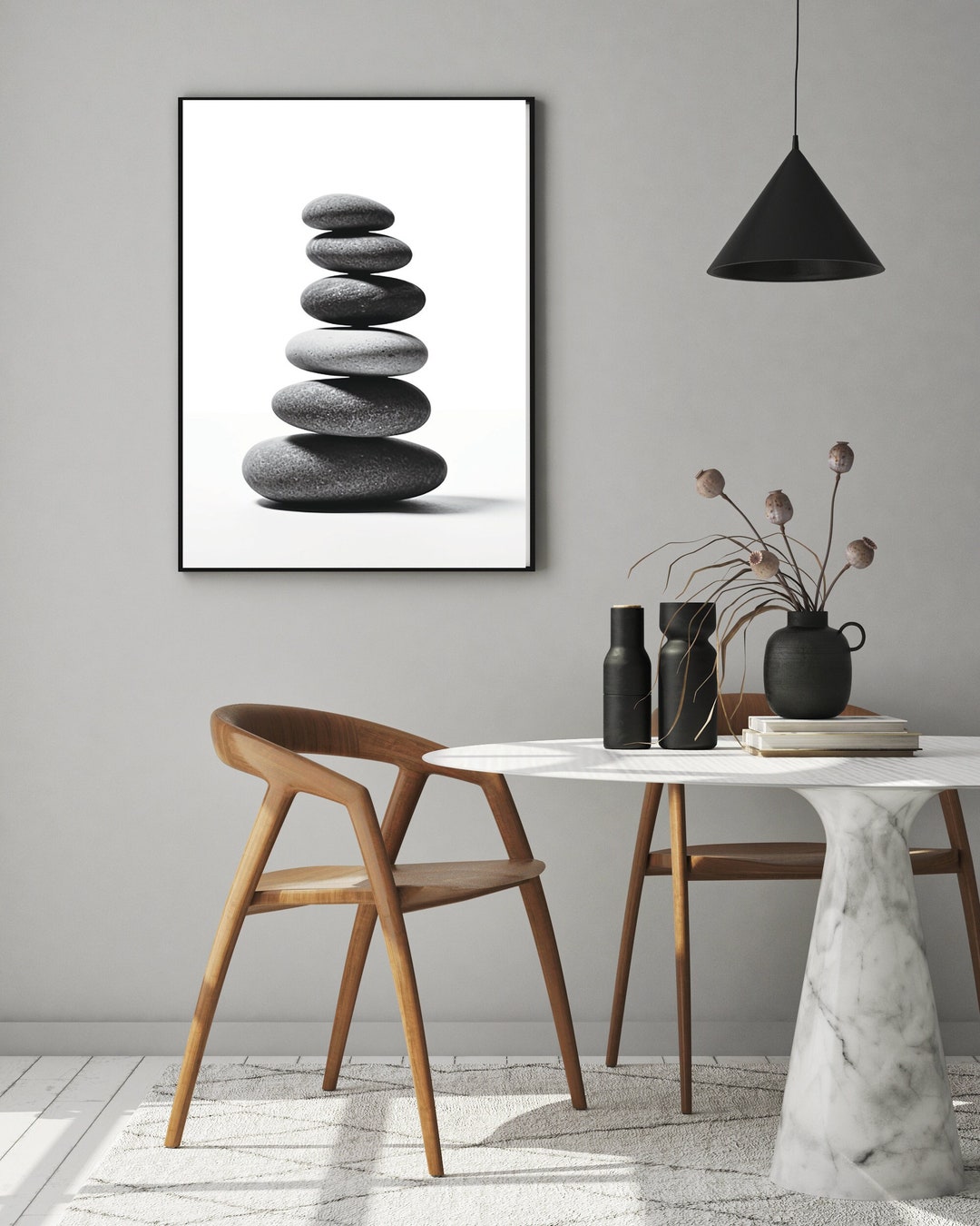 Zen Stones Yoga Studio Decor: Printable Wall Art Poster of Stacked ...