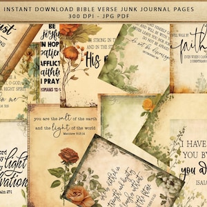 A5 Faith Devotional Junk Journal Pages Kit, Printable Scripture Ephemera and Prayer Inserts