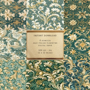 Florentine Damask Boho Flower Junk Journal Renaissance Digital Paper Kit