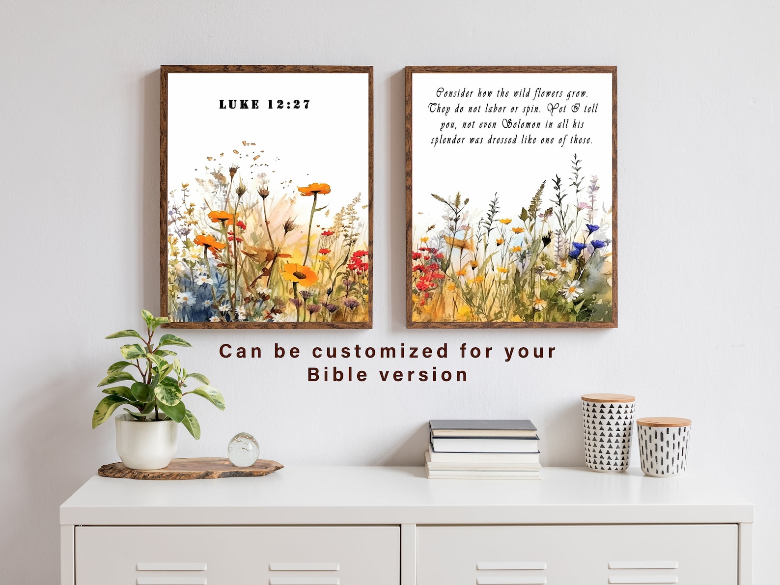 Luke 12:27 Wildflower Christian Scripture Wall Art | Farmhouse ...
