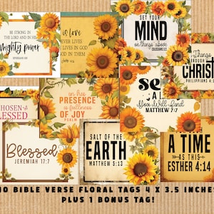 Sunflower Bible Verse Ephemera for Junk Journaling and Crafts