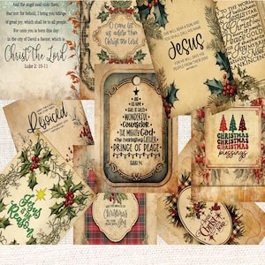 Religious Christmas Junk Journal Kit with Bible Verses and Faith Printables
