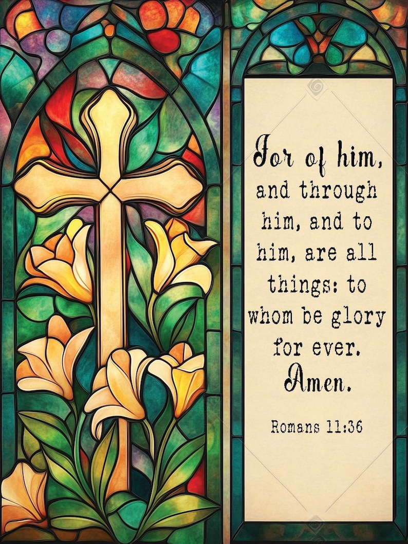 Vintage Stained Glass Scripture Cards Kit: Printable KJV Bible Verses ...