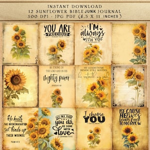 Journal religieux de dévotion tournesol avec éphémères et kit de journalisation biblique pour femme