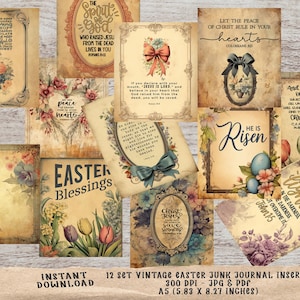 A5 Religiöses Oster Junk Journal Kit mit Bibelversen und Glaubens-Printables