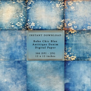 Rustic Boho Denim Journal: pagine floreali vintage, inserti decoupage e charm shabby chic