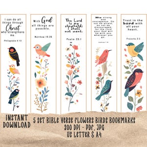 Afdrukbare bladwijzers met aquarelbloemen: christelijke devotionele cadeauset voor vrouwen