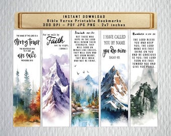 Masculine Christian Bible Verse Bookmarks Bundle, Printable Scripture Gifts for Men