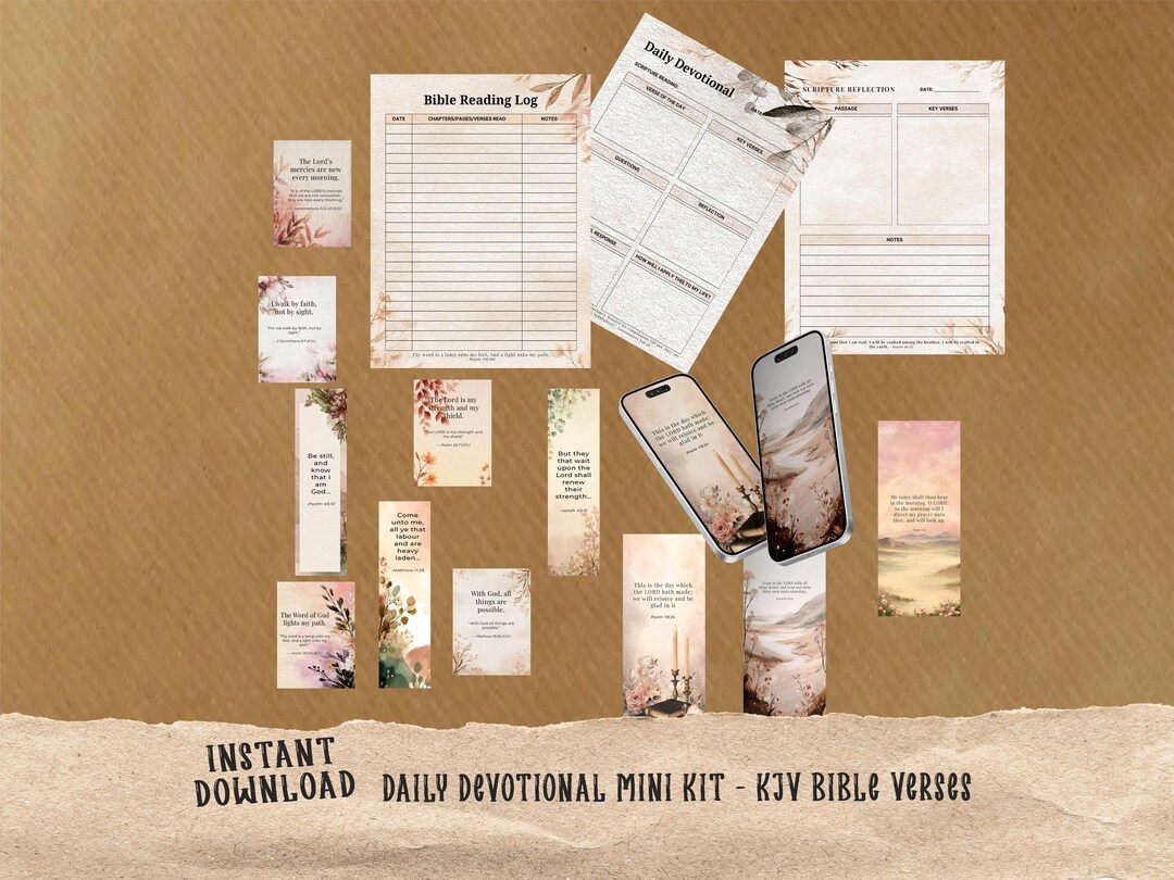 Daily Devotional Mini Kit | KJV Bible Verses Printable | Christian ...