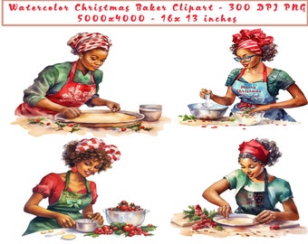 Baker Clipart - Chef Clipart, Bakery Clipart PNG - Black Girl Clipart, Bread Baker Clipart, Christmas Baker Clipart - Kitchen Scene Clipart