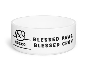 Customized Christian Dog Food Bowl - Dog with Name Food Bowl,  Dog Water Bowl  - Small Pet Bowl, Ceramic Pet Food Bowl