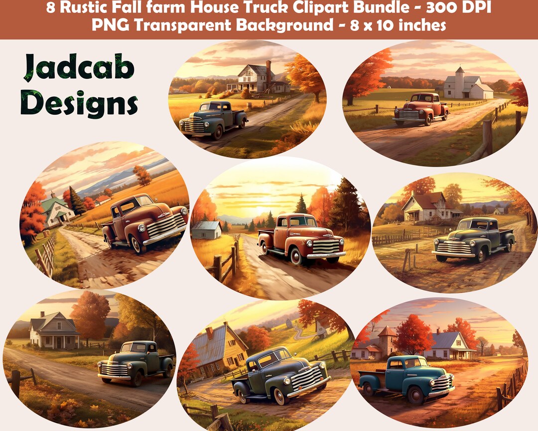 Farm House Truck Clipart Rustic Fall Farm House Scene - Etsy