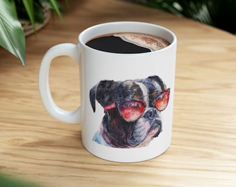 Cute Dog Ceramic Mug 11 oz Dog with Cup Tea or Coffee lover Birthday Gift Idea Cute Dog best gift for her