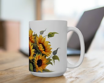 Pressed Sunflower Florals Coffee Mug, Sunflower Gifts, Sunflower Cup,  Sunflower Gifts For Her, Sunflower Gifts Women