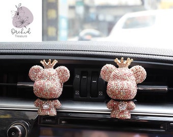 Creative Crown Diamond Cute Bear Car Clip Bears Car Decoration Decoration Accessories Bear Car Decorations