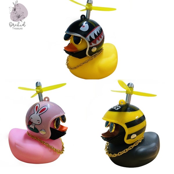 Voiture mignon petit canard jaune avec hélice de casque, canard brise-vent, décoration interne automobile, accessoires d'ornements de voiture, jouet accessoire de voiture