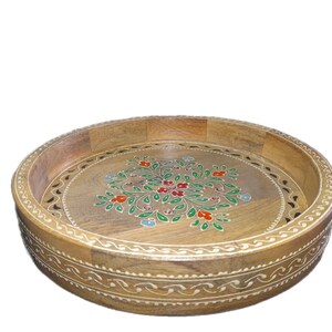 Coffee Table Tray Wooden Tray Round Serving Tray Ottoman 