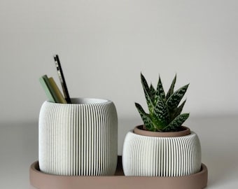 STRAMEL pen holder with a planter set - Desk organizer and succulent pot - planter - Minimalist original design