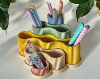 SNOOVA Podium Organizer – Colorful 3D Printed Pen Holder with 5 Boxes & Tray