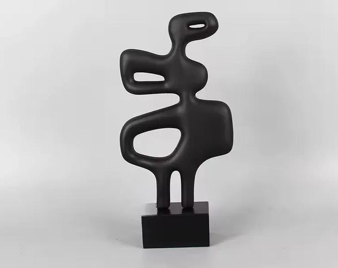 Abstract Creature Sculpture Minimalist Modern Art Piece Organic Curves Geometric Voids Silhouette Whimsical Home Decor Contemporary Design
