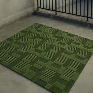 Mossy Green Rug – Textured Forest-Inspired Carpet | Moss Green Pattern Area Rug for Living Room or Bedroom | Soft Earthy Green Floor Decor