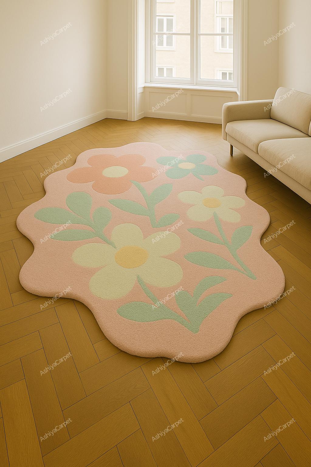 thumbnail image 2 of Flower Shaped Rug TPR Bottom Ant-slp Floor Carpet For Lvng Room 2 of 12