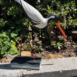 Handcrafted Painted Wooden Stork Bird Sculpture – Wildlife Statue Decor from Bali (16x14x4 Inches)