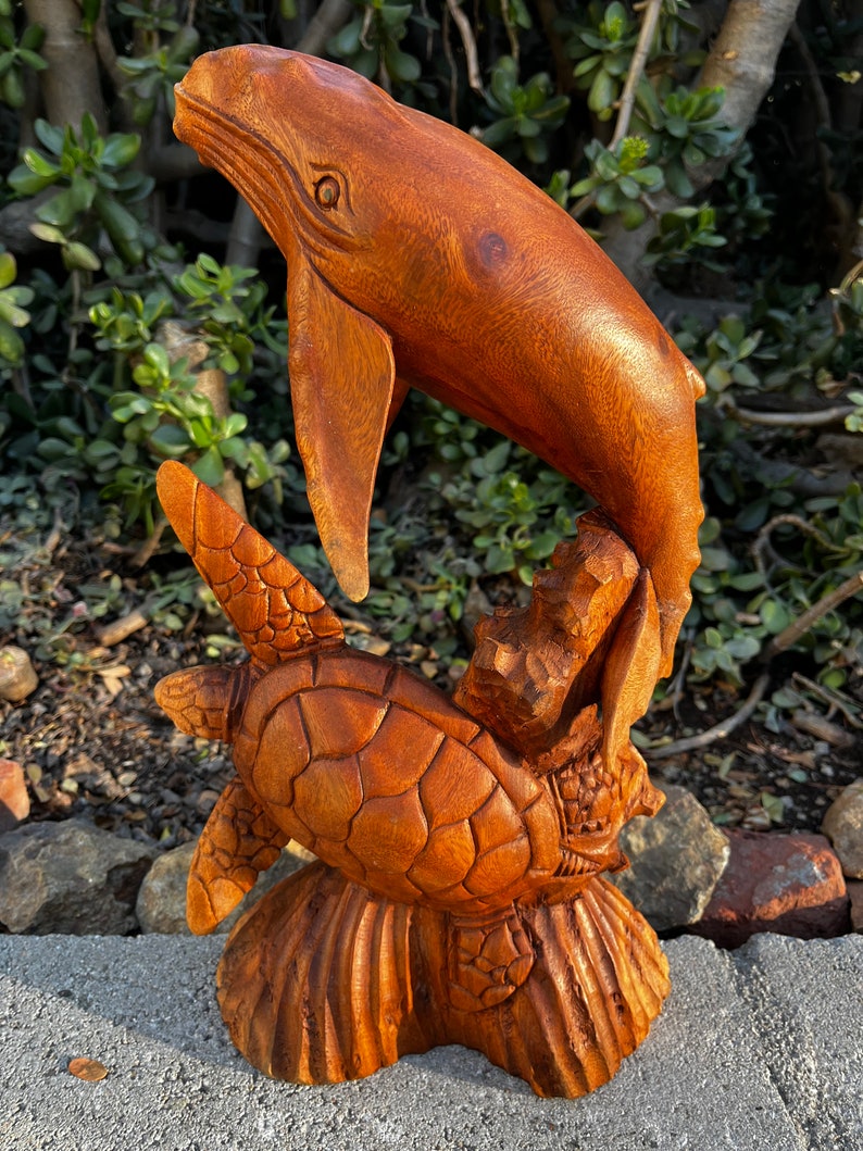 Hand Carved Wooden Whale Turtle Statue/sculpture From Etsy