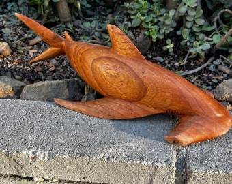 Hand carved wooden hammerhead shark sculpture from Bali-19x7 inches