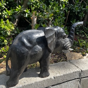 African style Hand carved wooden elephant sculpture statue from Bali-18x10x6 inches