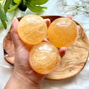 High Quality Honey Calcite Sphere, You Choose, Large Rainbow Filled Honey Calcite Sphere, Crystal Gift