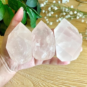 Faceted Rose Quartz Flame, Choose Your Own, High Quality Rose Quartz, Natural Crystal, Rose Quartz Crystal Carving, Crystal Gift