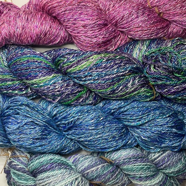 Hand spun sparkle yarn.