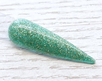 Drizzle - polvere per unghie glitterata verde oro, polvere acrilica scintillante