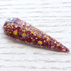 Bonfire - holographic glitter dip powder for nails, nail dipping powder for fall nails