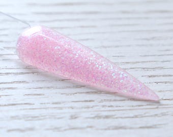 Winter Blush - pink glitter dip powder with iridescent shimmer for winter nails