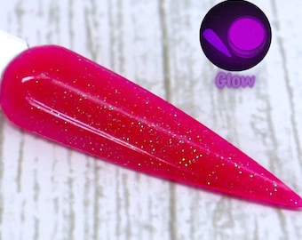Retro Rave - neon purple glow in the dark glitter dip powder for spring and summer nails