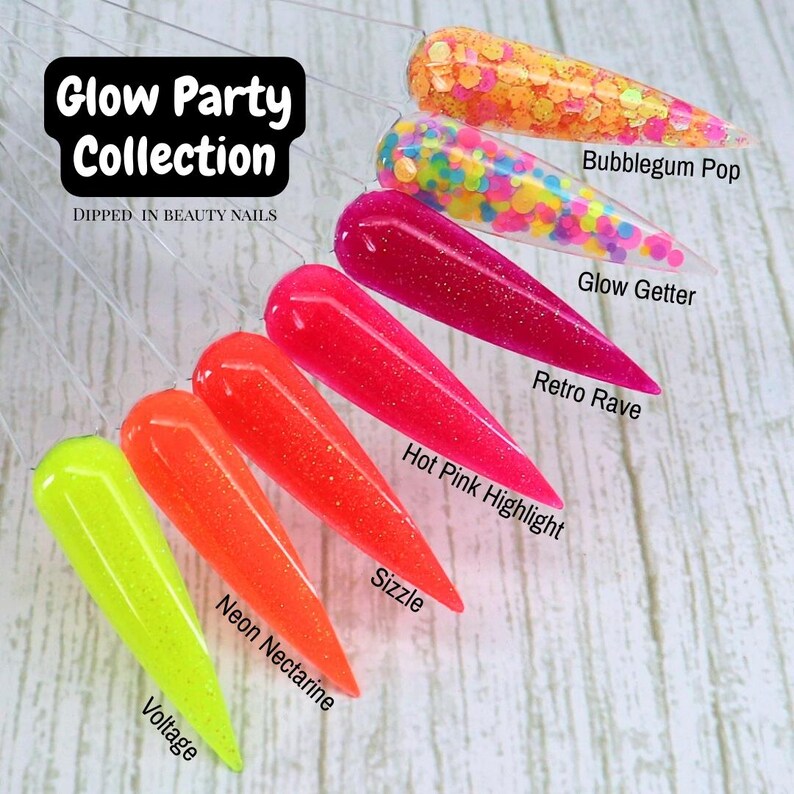 Sizzle - neon melon orange glow in the dark glitter dip powder for summer nails image 6