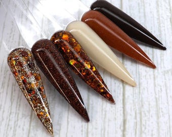 The The Daily Grind Dip Powder Nail Set – 6 Coffee- Inspired Colors, Long-Lasting and Chip-Resistant, Fall & Everyday Nails