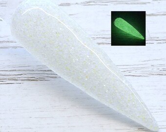 Independence Sparkle - white glow in the dark glitter nail dip powder for patriotic nails
