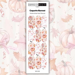 Pastel Halloween Nail Decals – Blush Pumpkin & Ghost Waterslide Nail Wraps – Cute Spooky Fall Nail Art with Candy, Bats and Autumn Leaves